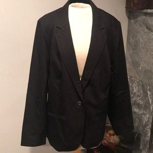 Lane Bryant plus size black fitted blazer cotton